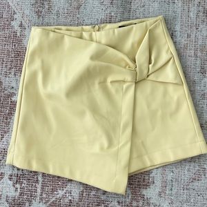 Yellow Faux Leather Skort